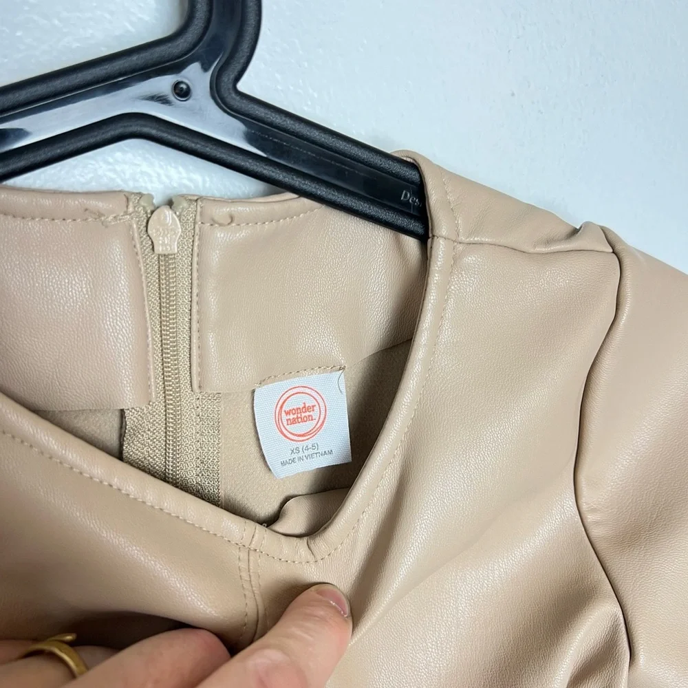 Wonder Nation Light Tan Faux Leather Dress Girls  4/5‎ XS
